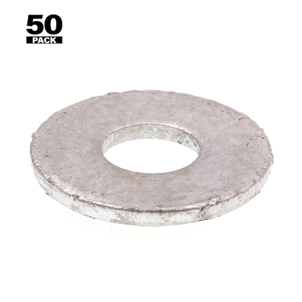 Flat Washers, USS, 1/2 In. X 1-3/8 In. OD, Hot Dip Galvanized Steel, 50PK